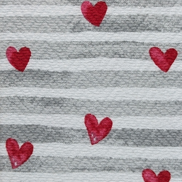 Kitchen Towel Set Of Four (4) Hearts & Stripes  On White (2) Solid Grey NWT - Picture 6 of 10